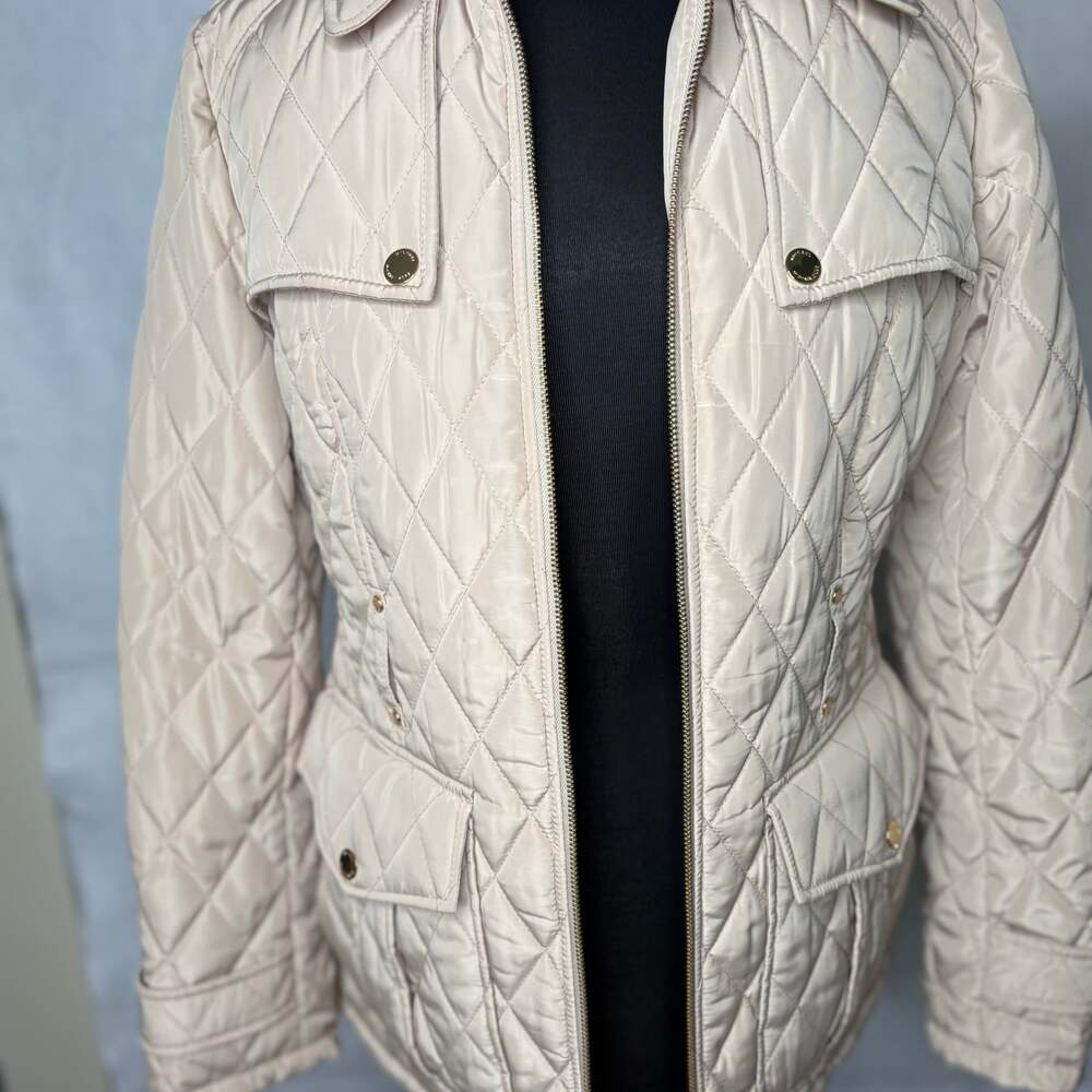 Michael Michael Kors Women’s Quilted Jacket Coat Beige Size M Medium